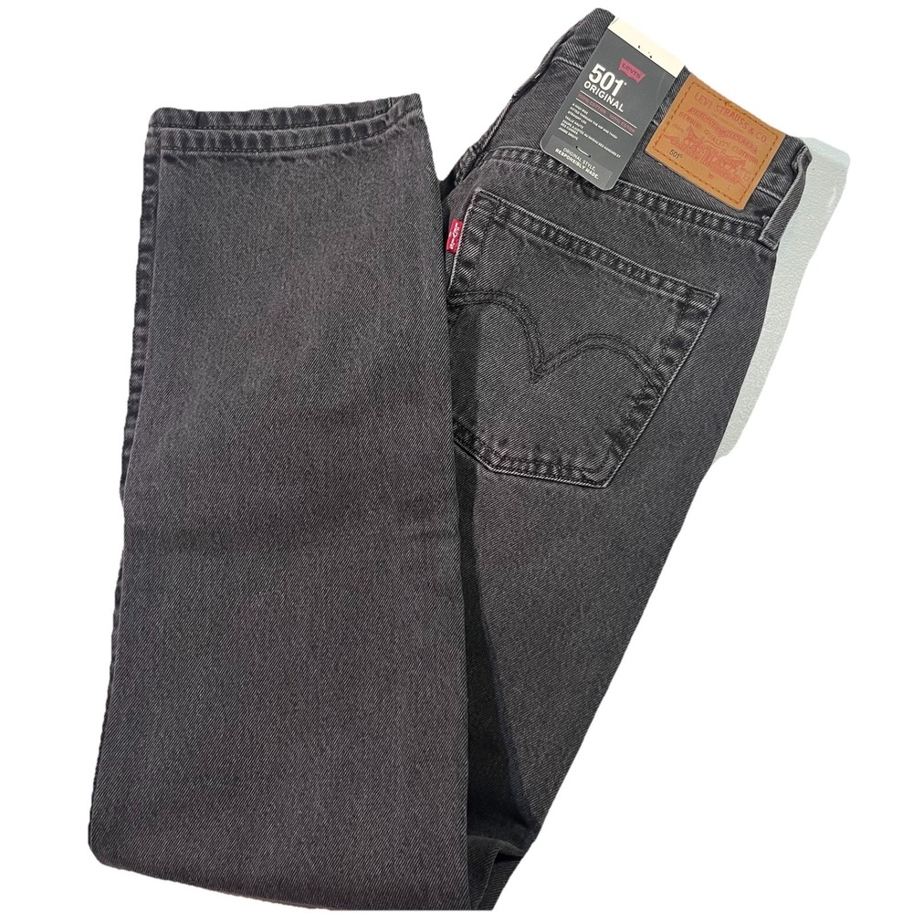 Levi's 501 Original Women's  27x30 Premium Denim Black‎ Charcoal NWT $108 Retail - Picture 2 of 10